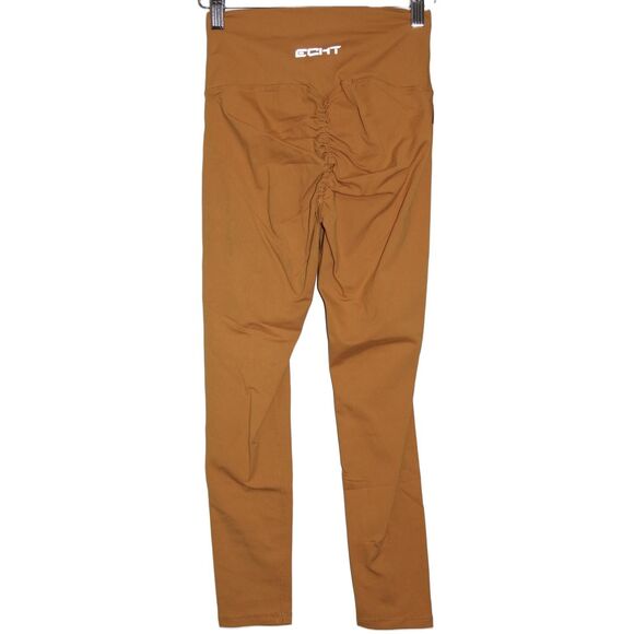 Womens ECHT Yellow Nylon Spandex High Waisted Cropped Scrunch Leggings Size S - Picture 2 of 4